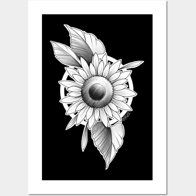 sunflower <3 (black and grey) Wall Art by elywick